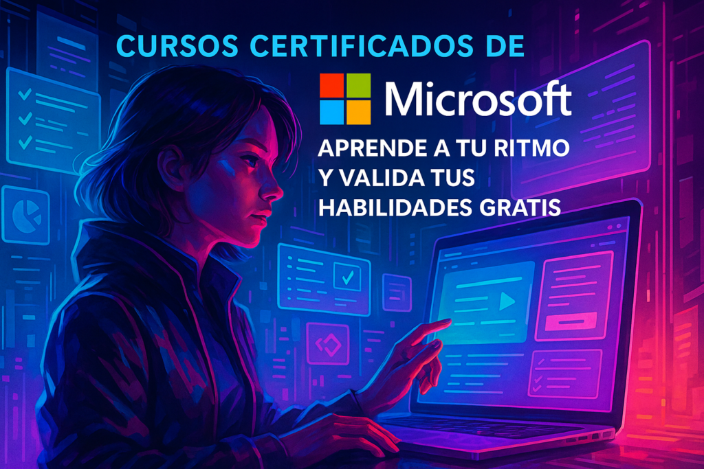 Plataforma de cursos certificados gratuitos de Microsoft con rutas de aprendizaje interactivas.