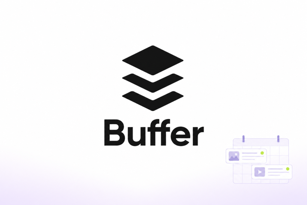 Panel de Buffer con publicaciones programadas para distintos perfiles de redes sociales.