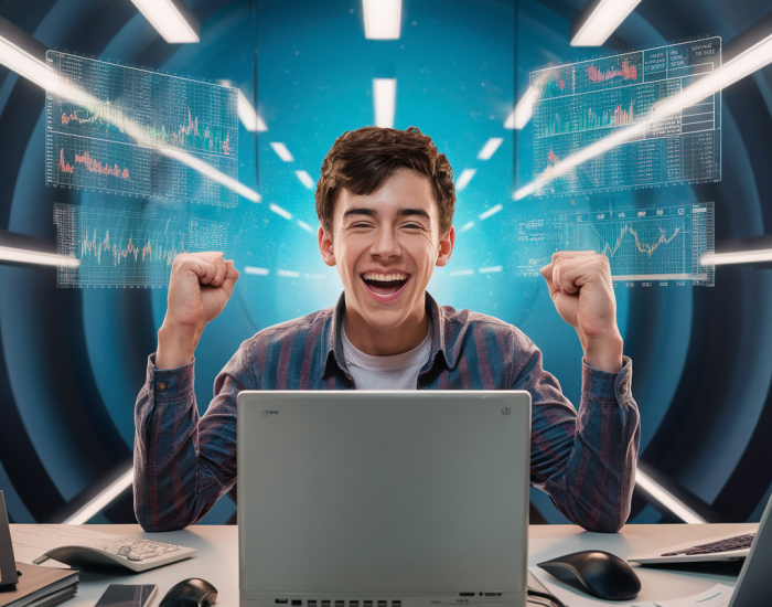 Persona trabajando desde casa con laptop, café y conexión remota.